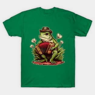 Irish Cottagecore Frog Playing Accordion T-Shirt